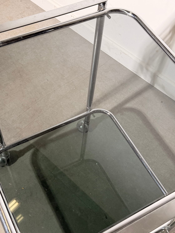 Vintage Chrome & Smoked Glass Bar Cart (photo 5 of 5)