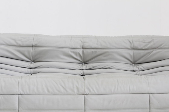 Image 1 of Vintage Togo Ligne Roset 3 seater sofa gray leather by Michel Ducaroy