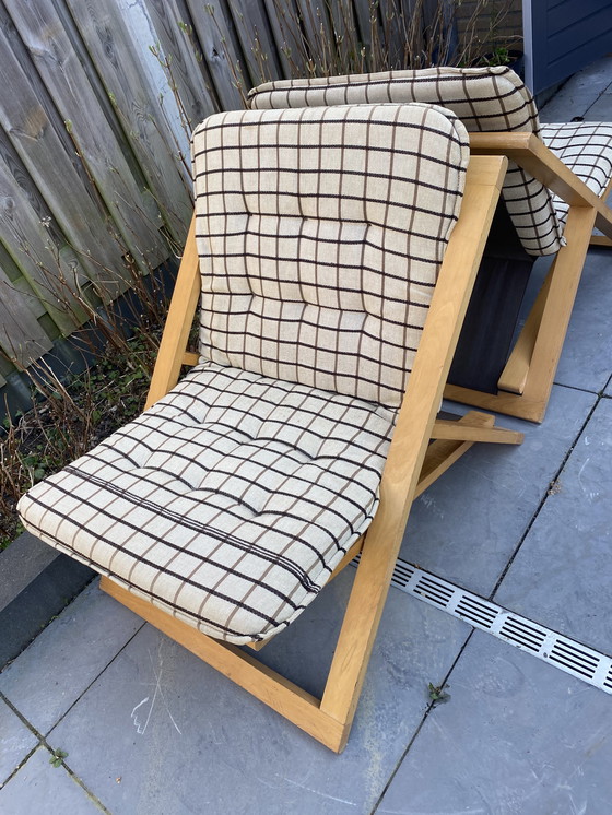 Image 1 of Deux chaises pliantes vintage de design danois, années 70, style plage.
