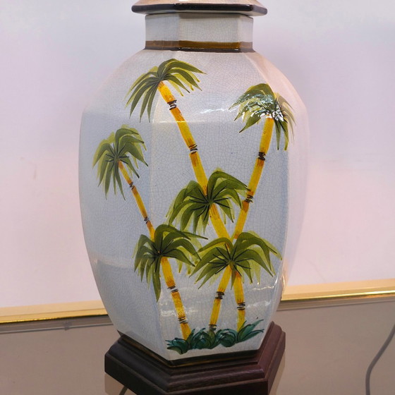 Image 1 of ceramic table lamps palm tree decor Hollywood Regency