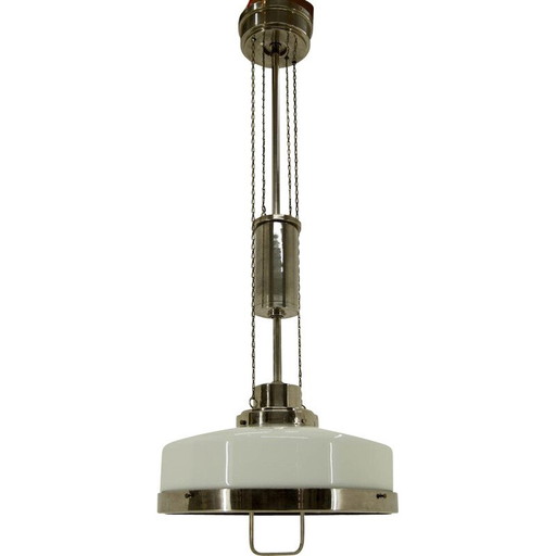 Vintage Art Nouveau verstelbare vernikkelde hanglamp van Franta Anyz, jaren 1920