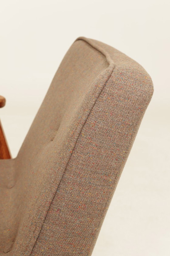 Image 1 of Paire de fauteuils lounge vintage, revêtement taupe chiné confetti, fauteuils rénovés