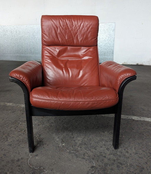 Vintage Lounge-Sessel G-Möbel Leder/Holz