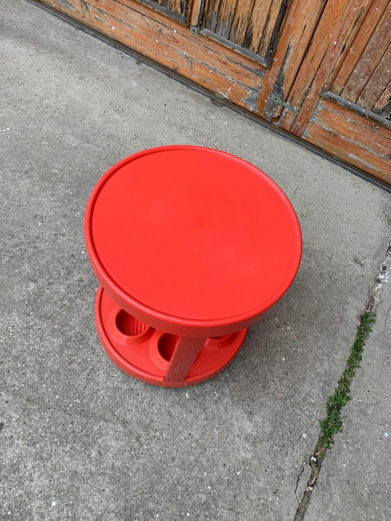 Mid-Century Italian Bar Cart in Red Plastic, 1970s – Glass, Mid Century Modern (photo 2 of 4)