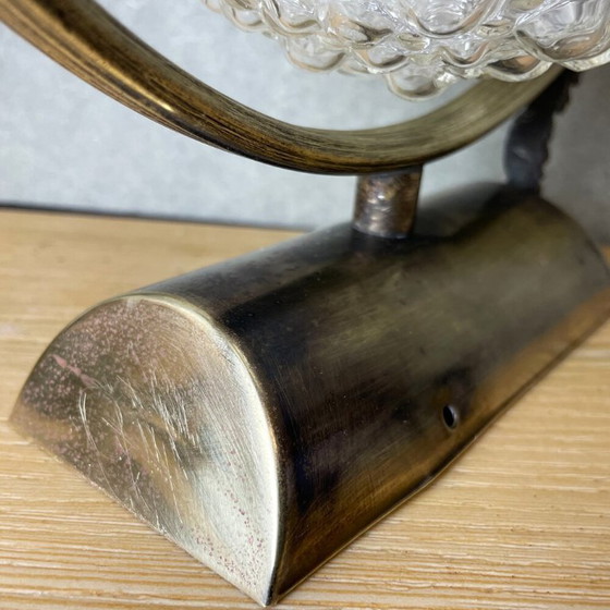 Coppia di applique da parete portoghesi vintage in ottone decorato e vetro a bolle, anni '70. – Glass (photo 11 of 11)