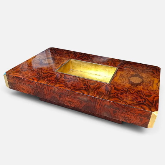 Willy Rizzo Table basse Alveo 1970s Mario Sabot Coctail Table Bois de ronce Laiton – Tables basses, Wood (photo 10 of 10)