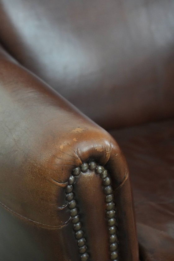 Image 1 of Vintage schapenleren fauteuil/ armchair met prachtige warme kleuren