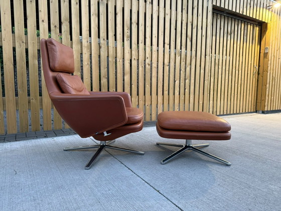 Image 1 of Vitra Grand Relax armchair with ottoman in cognac leather