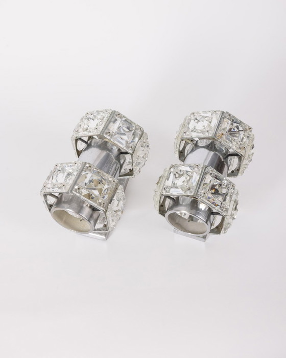 Image 1 of Paire de lampes murales en cristal des années 60 conçues par Kinkeldey