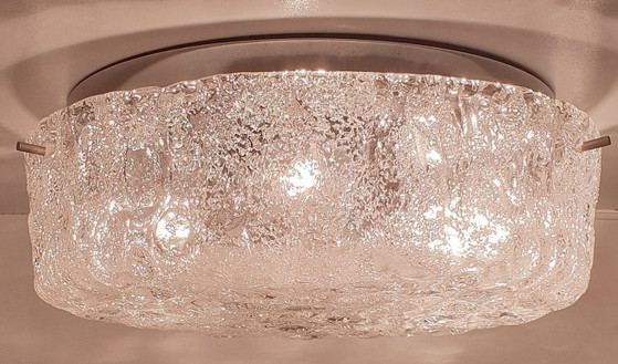 Lámpara de techo Hillebrand Murano Ice Glass de la década de 1970. – Plafones, Chrome (photo 12 of 35)