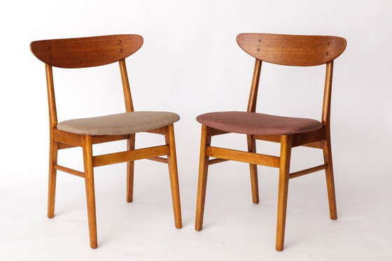 Image 1 of Set di 4 sedie da pranzo in teak danese di Farstrup Møbler - anni '60, tappezzeria nuova, spedizione in tutto il mondo