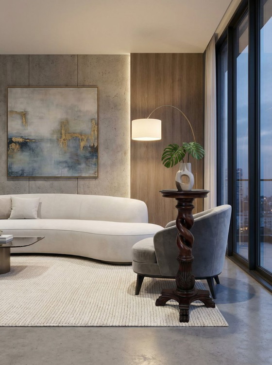 Image 1 of Elegante mahoniehouten planten-/bustestandaard/zuil – Vintage jaren 60