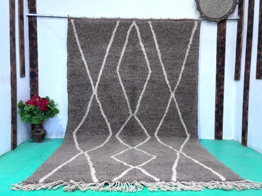 Tapis Beni Ouraine en laine naturelle tissé main traditionnelle 2/3 m – Aime Té, vloerkleden en tapijten, Wool