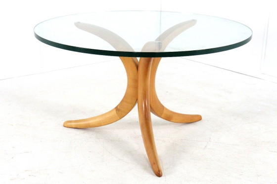 Image 1 of Table basse Alma Möbel avec pieds en forme de boomerang et plateau en verre, vintage
