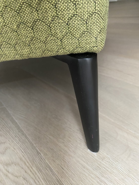 Image 1 of Sijben armchair in moss green fabric with matte black steel legs.