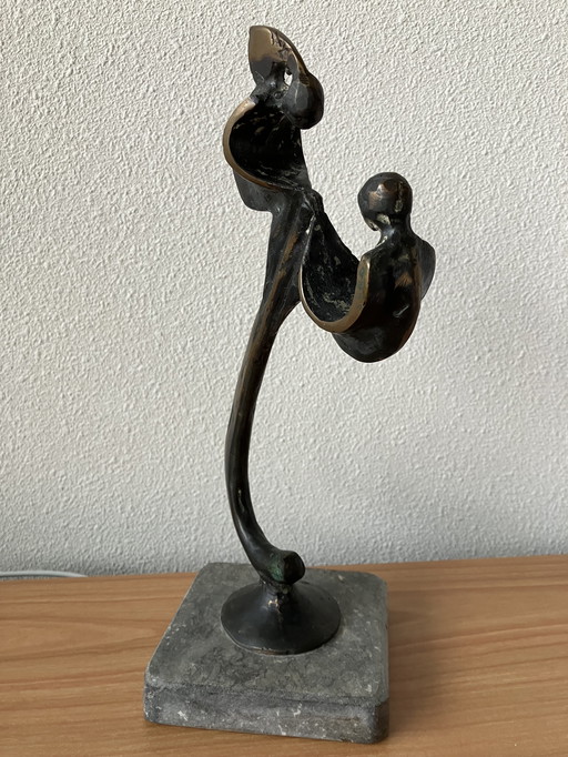 Modern Bronzen Beeld Moeder Met Kind.