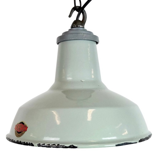 Industriële grijze geëmailleerde hanglamp van Thorlux uit de jaren 60.