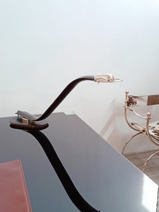 Image 1 of Cobra Leather Desk Lamp by Traso Milano 1988