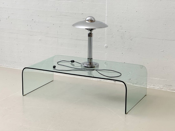 Image 1 of French Art Deco table lamp made of chrome-plated metal, 1930s