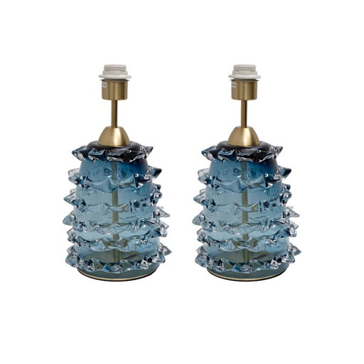 Pair of Blue Rostrato Murano Glass Table Lamps – tafellampen