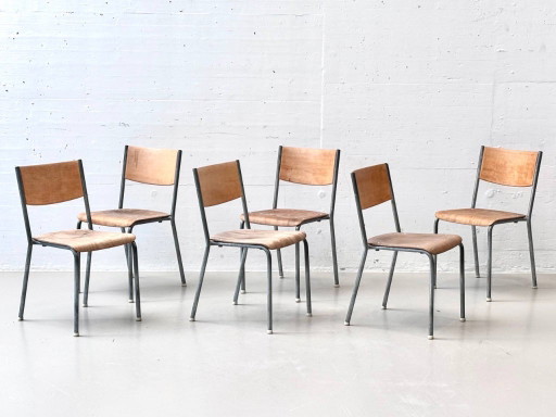 Set van 6 stapelbare Embru stalen buisstoelen in industrieel design, jaren 60.