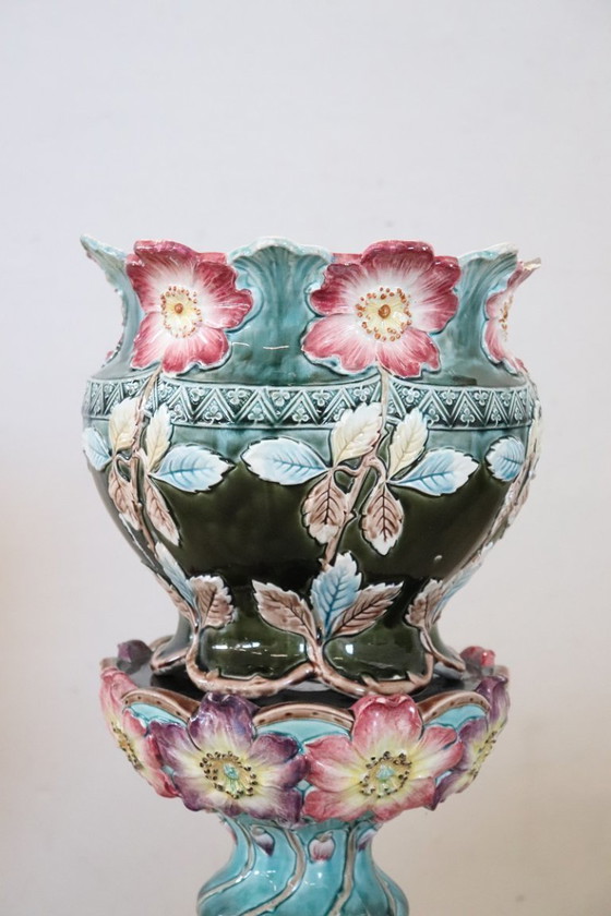 Image 1 of Vaso in ceramica Art Nouevau con colonna, Italia, inizio XX secolo