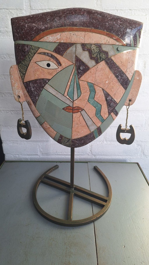 Abstract sculptuur gezicht steen/marmer Joseph A. de Castro