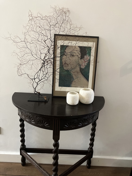 Image 1 of Tavolino laterale in legno marrone/nero antico