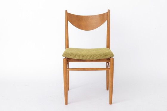 Image 1 of Set of 5 Vintage Dining Chairs, 1960s Germany, Wenzel, Beech Wood, Mid Century Modern, Green Upholstery