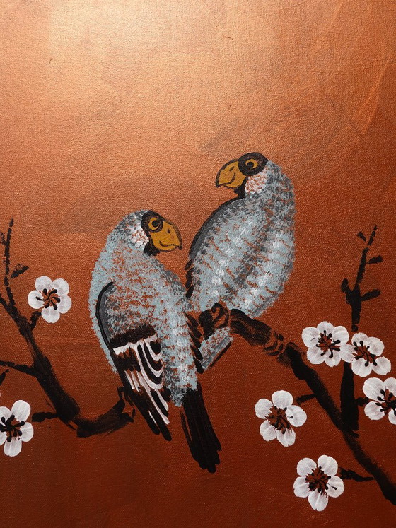 Love Birds J533 - Original large painting – Paintings & Drawings, Canvas (photo 11 of 13)