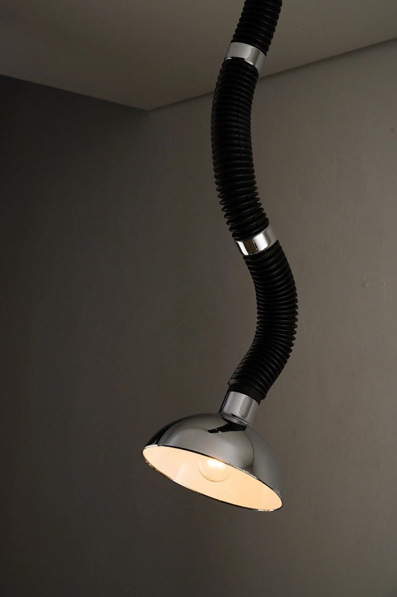 Lampada a Sospensione Space Age Regolabile Cromo e Nera, Plafoniere, Metallo, Nero (foto 5 di 11)