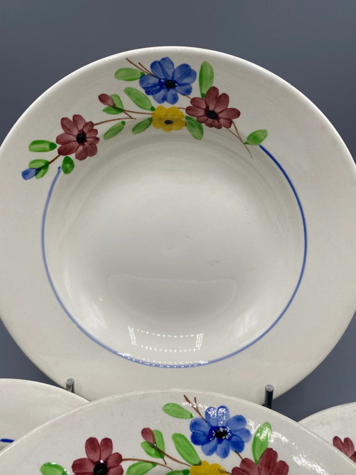 4 Digoin & Sarreguemines Soup Plates – Beau Soleil Pattern – Floral Design – 23 cm – decoratieve objecten (photo 2 of 5)