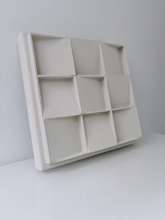 Handgemachtes Abstraktes Wandrelief – ZERO Stil – Gebrochenes Weiß – Gemälde & Zeichnungen, Wood, Canvas (photo 6 of 15)