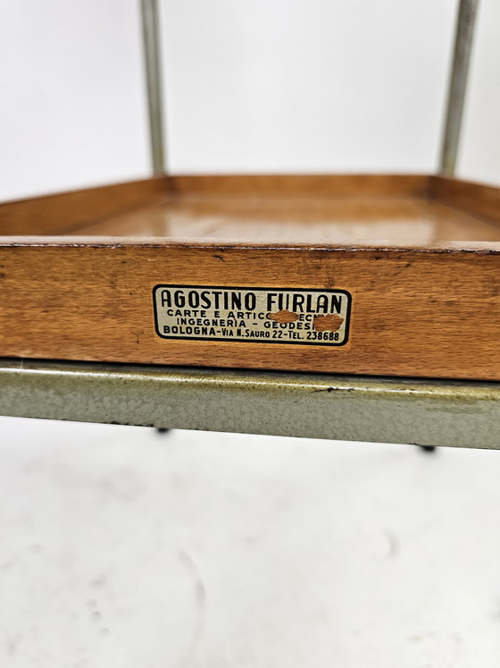 Image 1 of Industrial Metal and Wood Nightstands, Italy Bologna 1960s