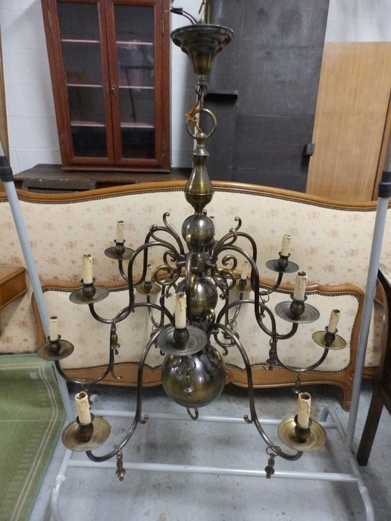 Image 1 of Impresionante lámpara de araña holandesa de dos niveles con 12 luces