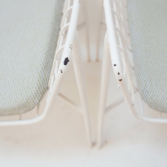 Image 1 of Set van 8 moderne witgelakte stalen fauteuils