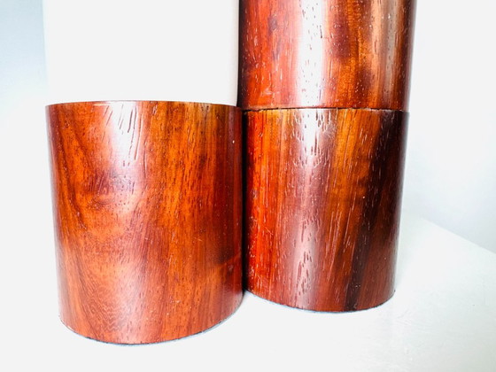 Lampe de table sculpturale en forme de dôme, en palissandre cylindrique, Brésil, vers 1960 – Glass, Wood (photo 4 of 8)