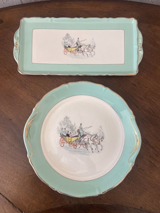 2 piatti da torta in ceramica di St Amand