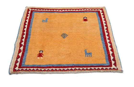 Image 1 of Alfombra persa original Gabbeh Ghashghai alfombra oriental 105 cm x 99 cm natural antiguo