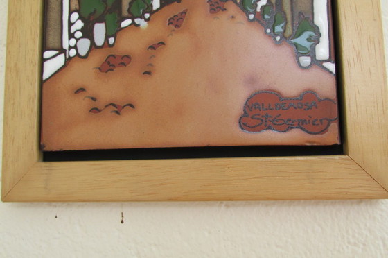 Image 1 of Ingelijst, geglazuurd aardewerk, set van twee, Spaanse kunstenaar