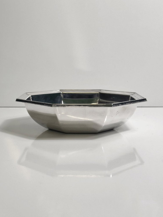 Image 1 of Bol octogonal argenté, Italie, Octagon, années 1980, bol en argent Argento, vintage