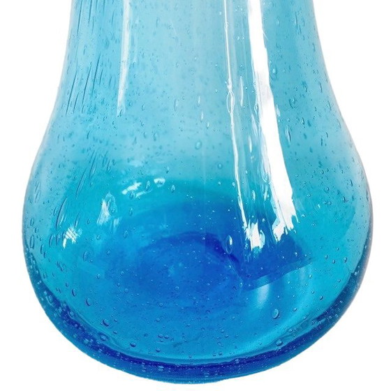 Image 1 of Vaso vintage in vetro soffiato a mano con bolle blu