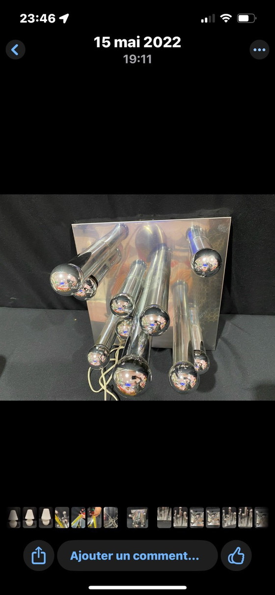 Image 1 of Plafoniera Vintage Motoko Ishii Design Futuriste Années 70-Staff.