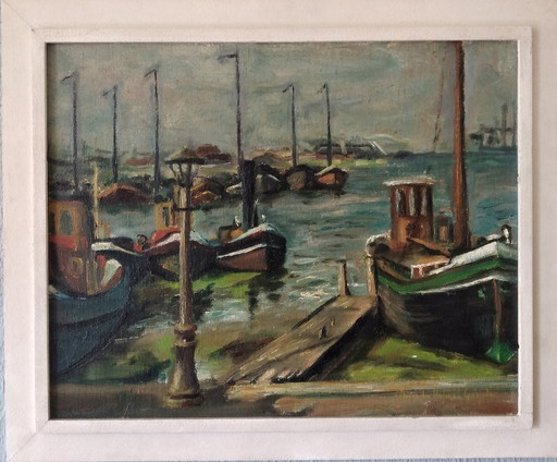 painting, port in the Netherlands.