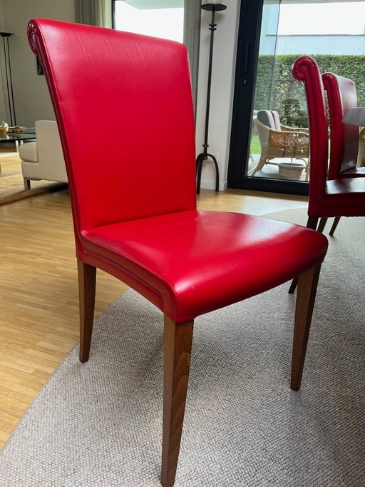 Poltrona Frau eetkamerstoel Vittoria rood