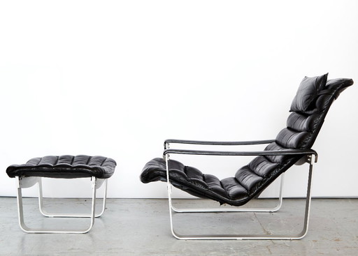 Fauteuil lounge et ottoman Ilmari Lappalainen « Pulkka » pour ASKO