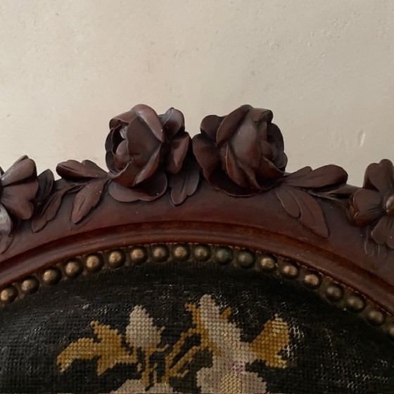 Poltrona Luigi XV con tappezzeria floreale – Poltrone, Tessile, Legno (photo 4 of 7)
