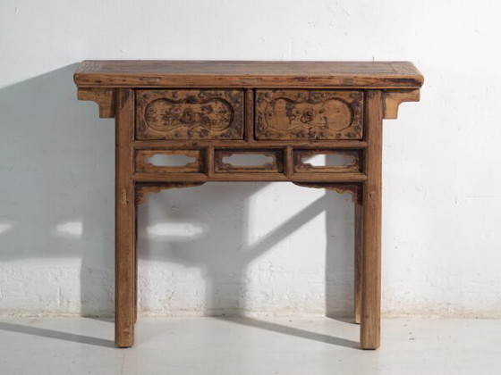 Consolle antica in pino con due cassetti – Cina, circa 1930 – Console (photo 26 of 40)