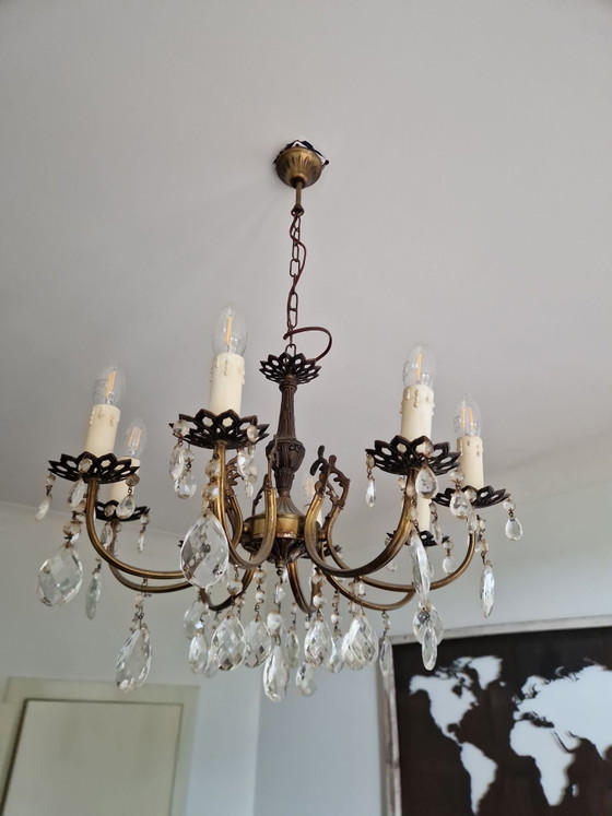 Antique brass chandelier, Brown (photo 2 of 6)
