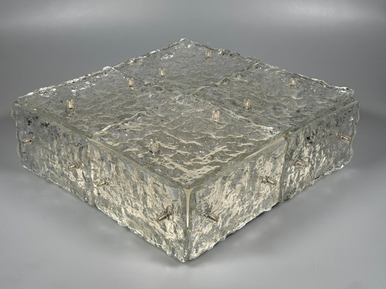 Image 1 of 60er 70er Jahre Ice Glas Plafoniere Flush Mount von Kalmar Franken KG Österreich